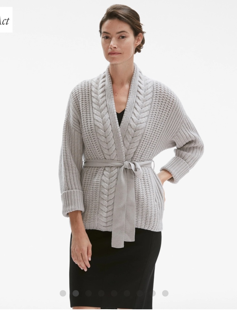 MM LaFleur The Bell Sweater - Dusty Blue/Light Gray Belted Cashmere Cardigan
